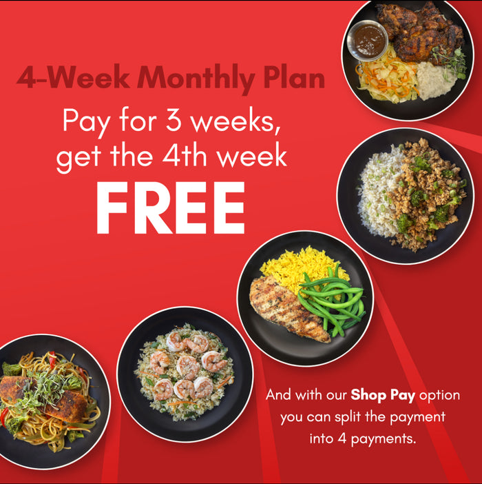 Buy 3, Get 4th week FREE Monthly Meal Plan